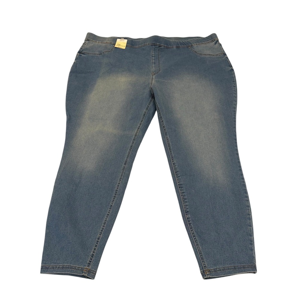 Terra & Sky Womens 4X 28W-30W Skinny High Rise Pull‎ On Jeggings Light Wash Blue